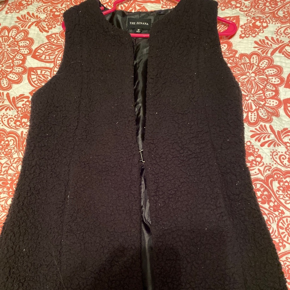 Black fuzzy vest
